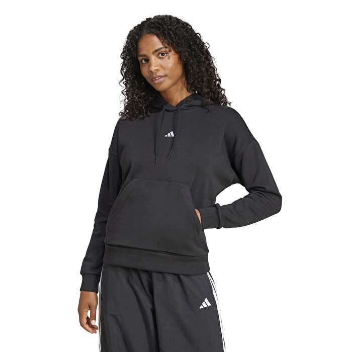 adidas Essentials Small Logo Feel Cozy Kadın Siyah Kapüşonlu Sweatshirt