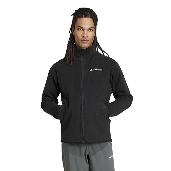 adidas Multi Essentials Full-Zip Fleece Erkek Siyah Dik Yaka Ceket