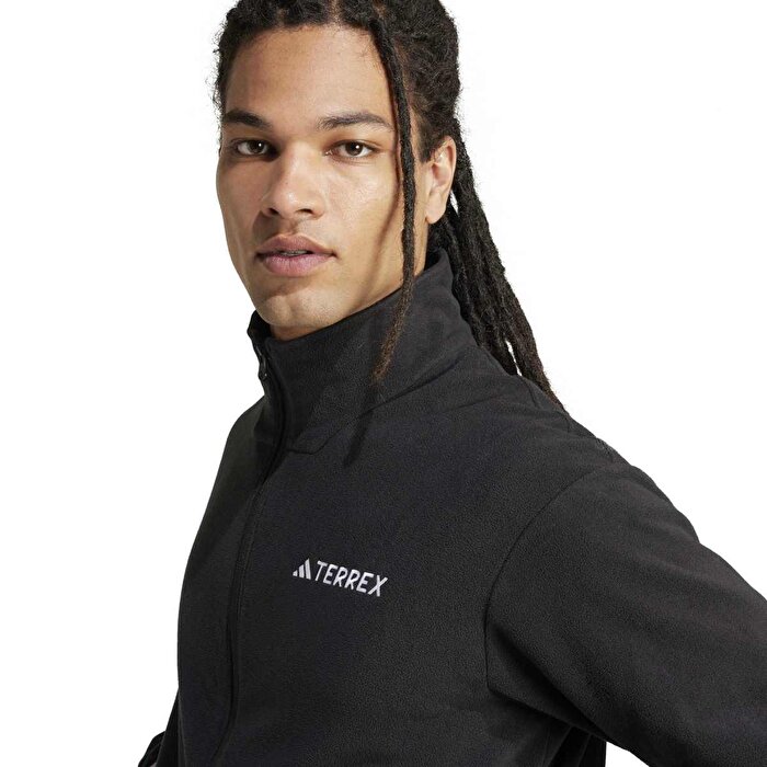 adidas Multi Essentials Full-Zip Fleece Erkek Siyah Dik Yaka Ceket