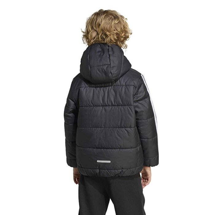 adidas Essentials 3 Stripes Çocuk Siyah Kapüşonlu Ceket