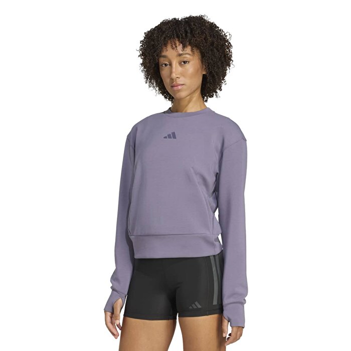 adidas Training Knit Kadın Mor Sweatshirt