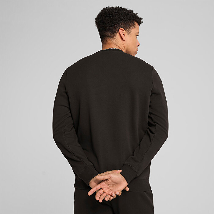 Puma Essentials Small No 1 Logo Crew Erkek Siyah Bisiklet Yaka Sweatshirt