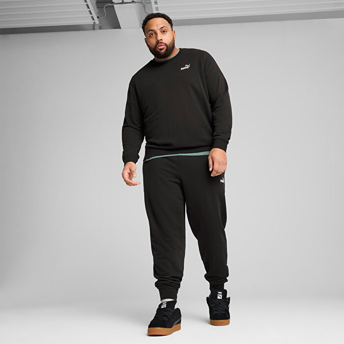 Puma Essentials Small No 1 Logo Crew Erkek Siyah Bisiklet Yaka Sweatshirt