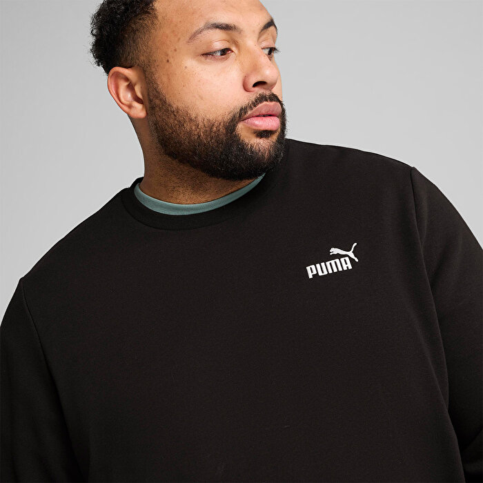 Puma Essentials Small No 1 Logo Crew Erkek Siyah Bisiklet Yaka Sweatshirt