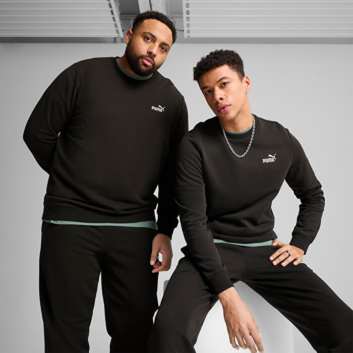 Puma Essentials Small No 1 Logo Crew Erkek Siyah Bisiklet Yaka Sweatshirt