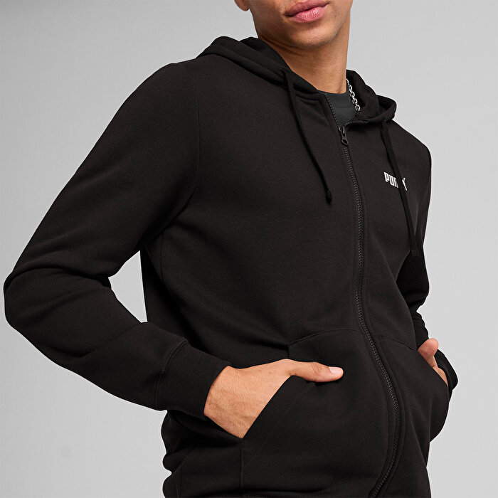 Puma Essentials Erkek Siyah Kapüşonlu Ceket