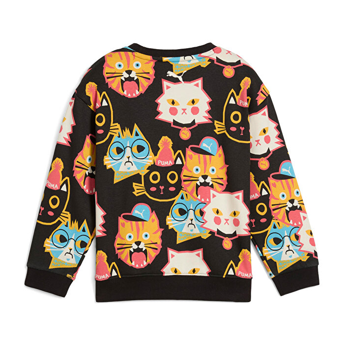 Puma Moody Cat Crew Çocuk Siyah Bisiklet Yaka Sweatshirt