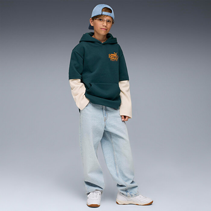 Puma Mid 90s Layered Çocuk Yeşil Kapüşonlu Sweatshirt