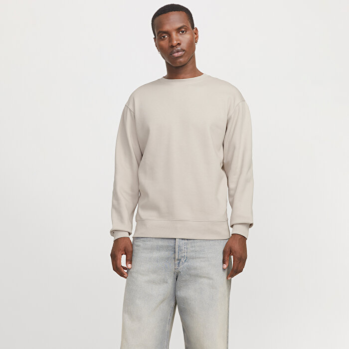 Jack&Jones Star Basic Erkek Bej Bisiklet Yaka Sweatshirt