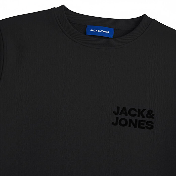 Jack&Jones Logo Erkek Siyah Yuvarlak Yaka Sweatshirt