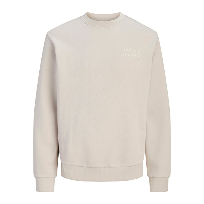 Jack&Jones Logo Erkek Gri Yuvarlak Yaka Sweatshirt
