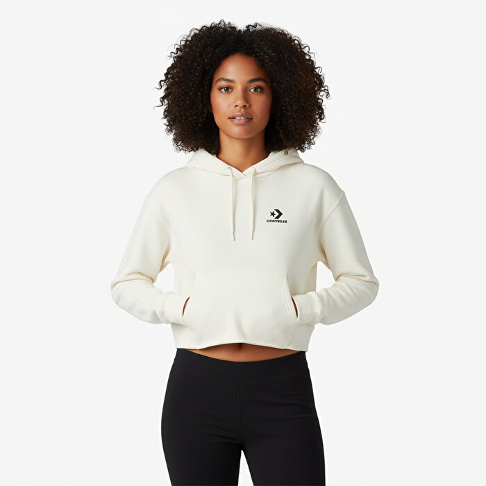 Converse Chuck Taylor Boxy Kadın Ekru Kapüşonlu Sweatshirt