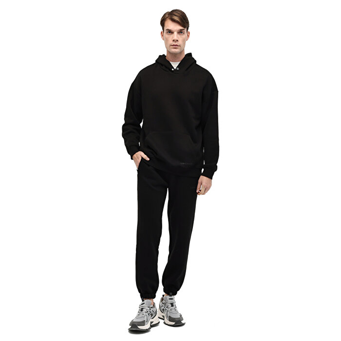 Lumberjack Ros 17HS109 Erkek Siyah Kapüşonlu Sweatshirt
