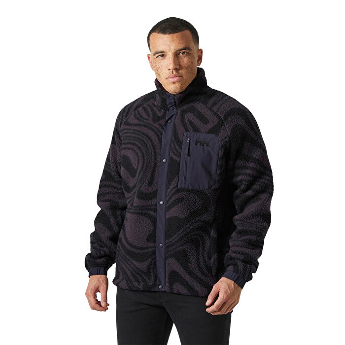 Helly Hansen Polar Panorama Printed Pile Snap Erkek Mor Dik yaka Ceket