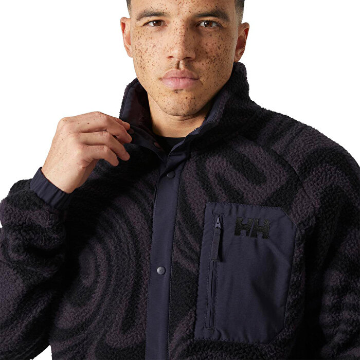 Helly Hansen Polar Panorama Printed Pile Snap Erkek Mor Dik yaka Ceket