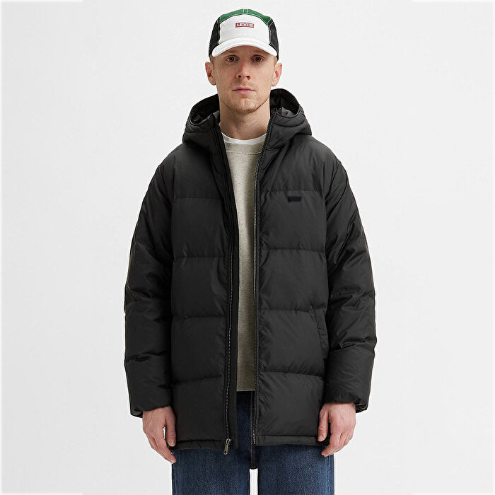 Levi's Sunset Mid Puffer Erkek Siyah Kapüşonlu Mont