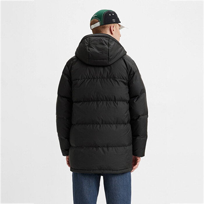 Levi's Sunset Mid Puffer Erkek Siyah Kapüşonlu Mont