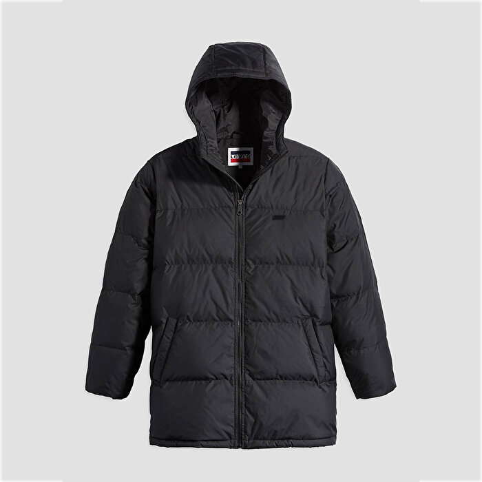 Levi's Sunset Mid Puffer Erkek Siyah Kapüşonlu Mont