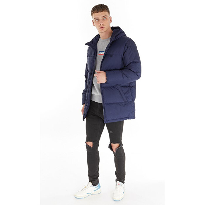 Levi's Sunset Mid Puffer Erkek Mavi Kapüşonlu Mont