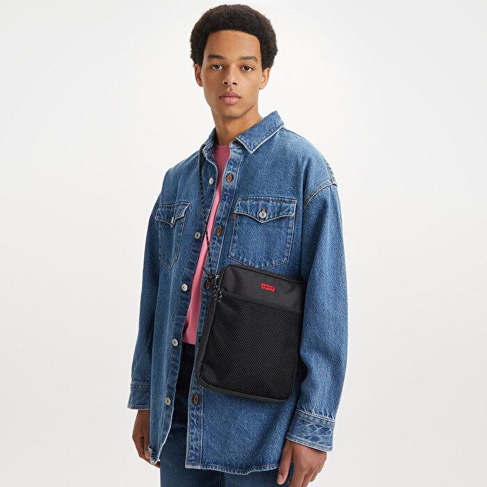 Levis Dual Strap North South Crossbody Erkek Siyah Omuz Çantası