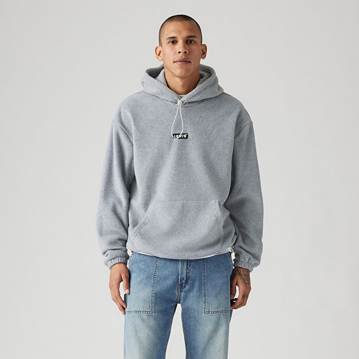 Levis Bb Tab Polar Fleece Erkek Gri Kapüşonlu Sweatshirt
