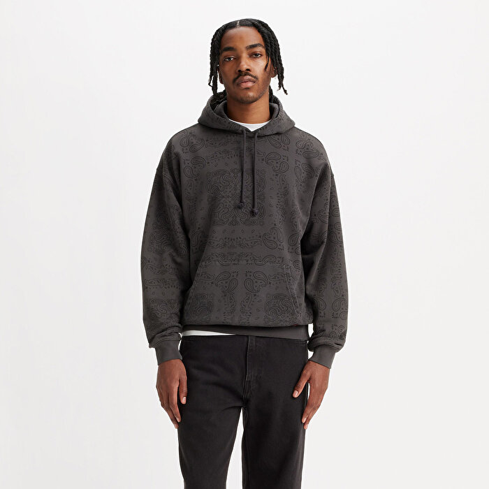 Levis Relaxed Overdye Erkek Siyah Kapüşonlu Sweatshirt