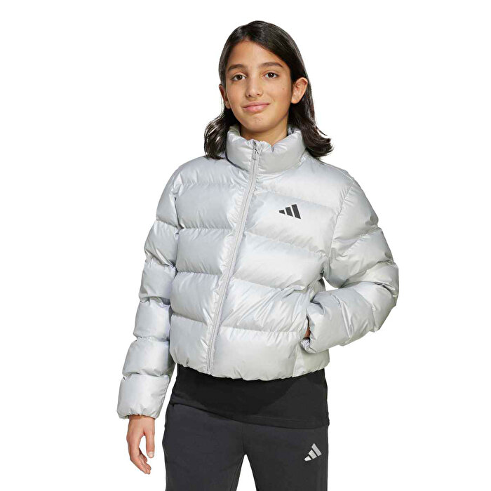 adidas Synthetic Down Glam Kız Çocuk Gümüş Dik Yaka Mont