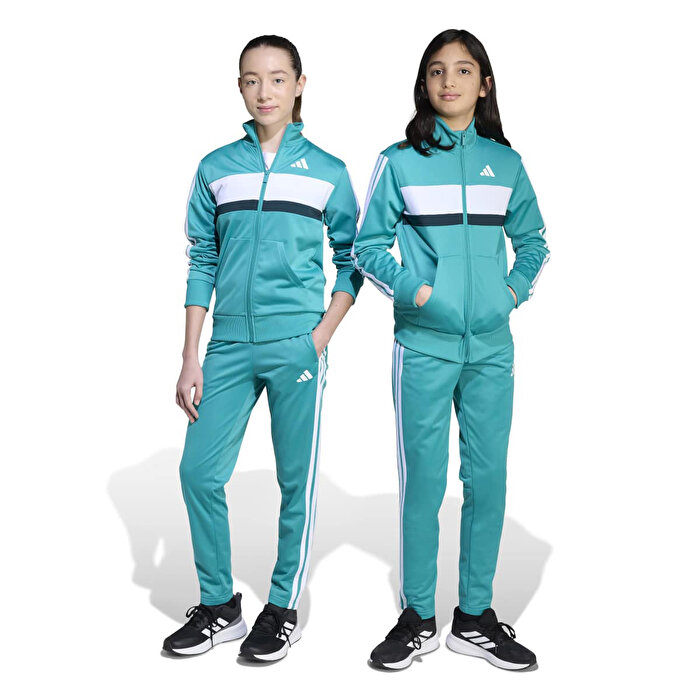 adidas 3 Stripes Tiberio Çocuk Turkuaz Dik Yaka Eşofman Takımı