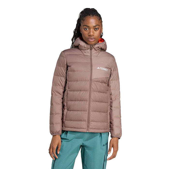 adidas Terrex Multi Light Down Kadın Kahverengi Kapüşonlu Mont