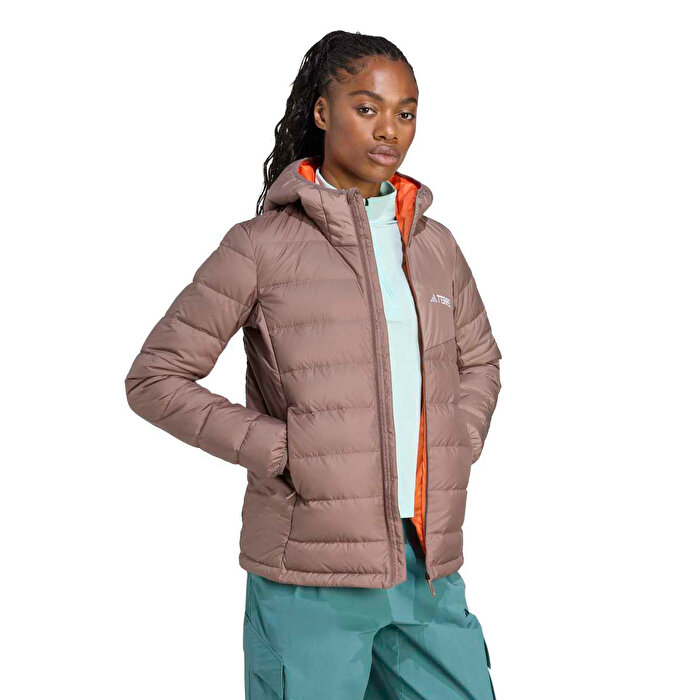 adidas Terrex Multi Light Down Kadın Kahverengi Kapüşonlu Mont