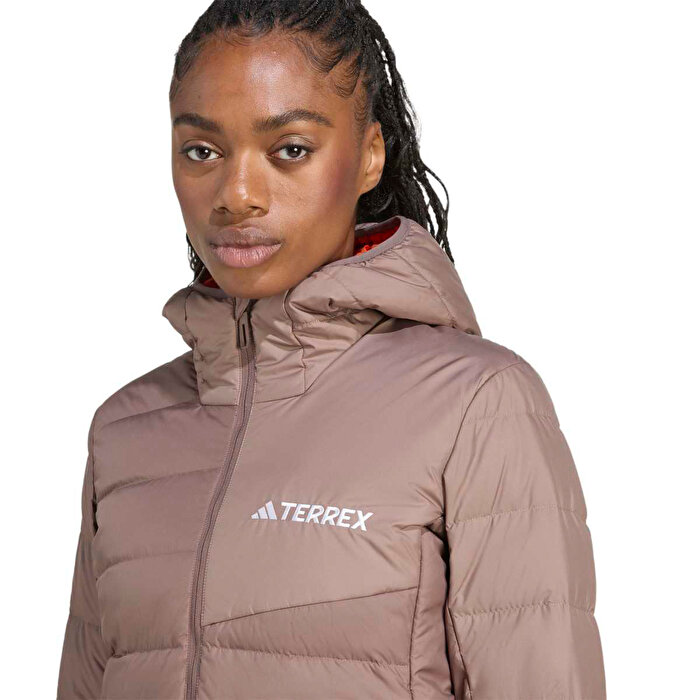 adidas Terrex Multi Light Down Kadın Kahverengi Kapüşonlu Mont