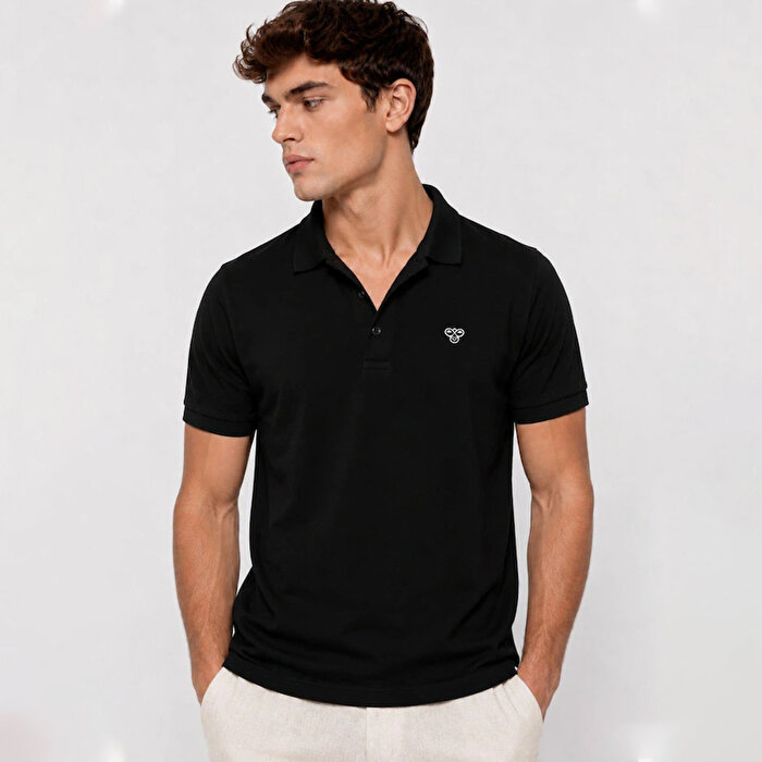Hummel Trona Erkek Siyah Polo Yaka Tişört