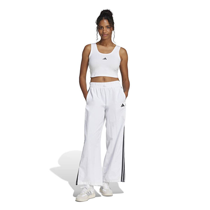 adidas Essentials Small Logo Cotton Lifestyle Kadın Beyaz Yuvarlak Yaka Atlet