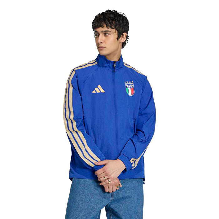 adidas İtalya Home Anthem Erkek Mavi Dik Yaka Ceket