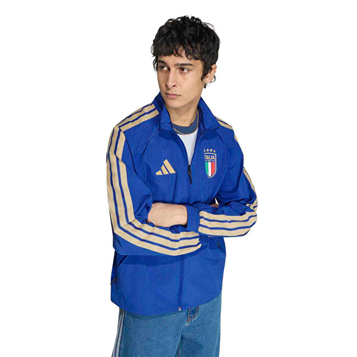 adidas İtalya Home Anthem Erkek Mavi Dik Yaka Ceket