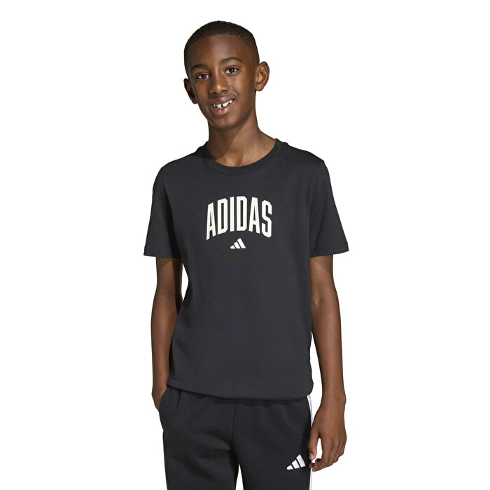 adidas Collegiate Graphic Çocuk Siyah Yuvarlak Yaka Tişört