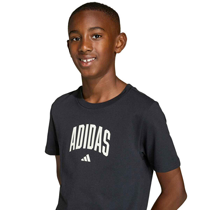 adidas Collegiate Graphic Çocuk Siyah Yuvarlak Yaka Tişört