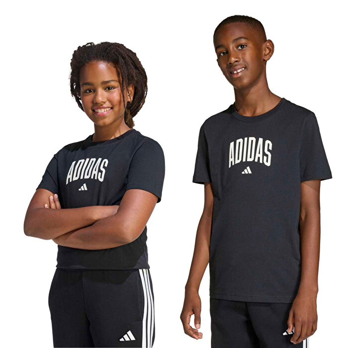 adidas Collegiate Graphic Çocuk Siyah Yuvarlak Yaka Tişört