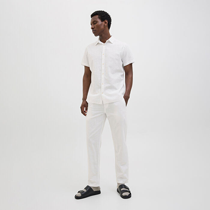 Jack&Jones Kane Summer Linen Blend Jogger Erkek Beyaz Pantolon