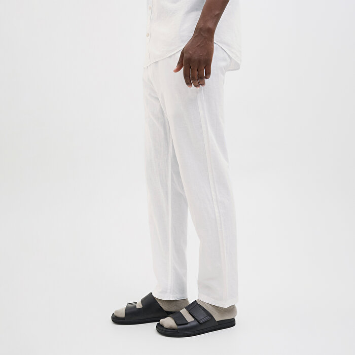 Jack&Jones Kane Summer Linen Blend Jogger Erkek Beyaz Pantolon