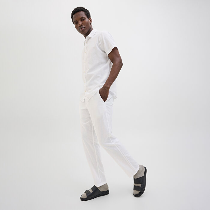 Jack&Jones Kane Summer Linen Blend Jogger Erkek Beyaz Pantolon