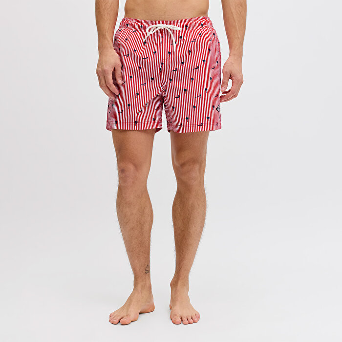 Jack&Jones Maui Breeze Mini Stripe Erkek Kırmızı Mayo