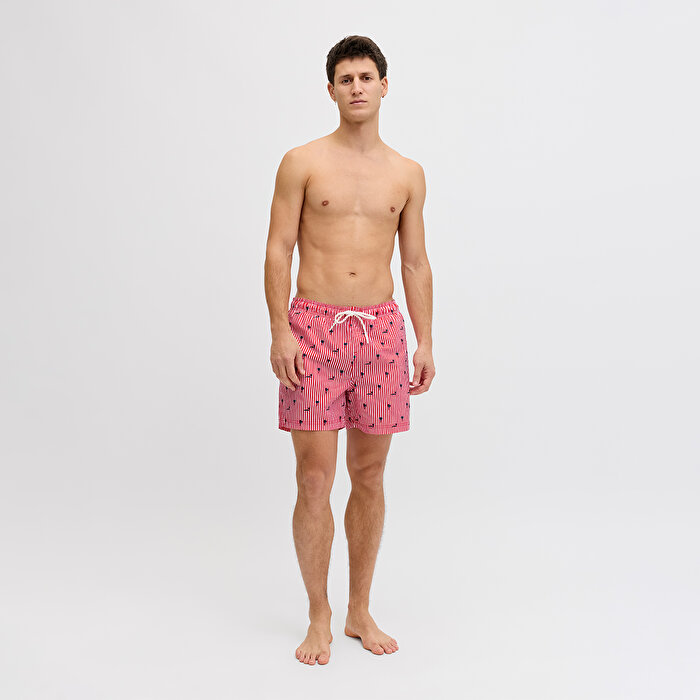 Jack&Jones Maui Breeze Mini Stripe Erkek Kırmızı Mayo