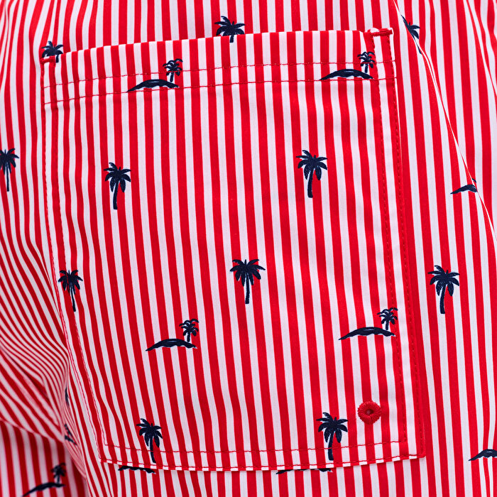 Jack&Jones Maui Breeze Mini Stripe Erkek Kırmızı Mayo