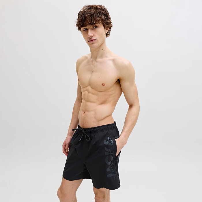 Jack&Jones Maui Wave Logo Regular Erkek Siyah Mayo