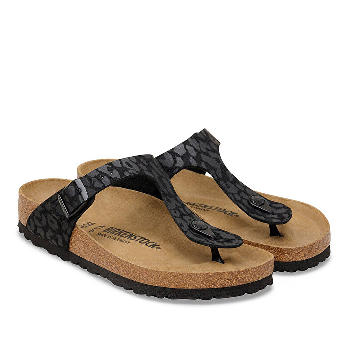 Birkenstock Gizeh Syn Leopard Kadın Siyah Terlik