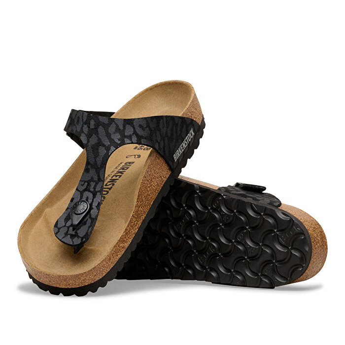 Birkenstock Gizeh Syn Leopard Kadın Siyah Terlik