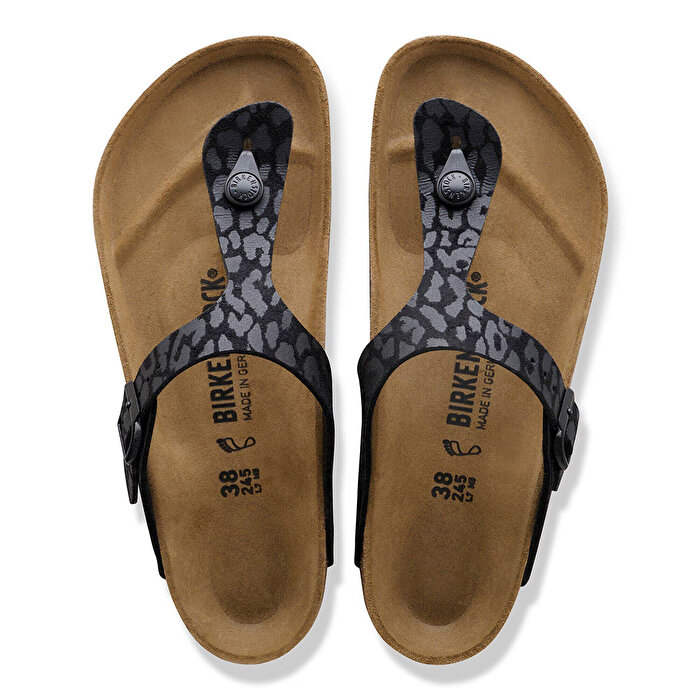 Birkenstock Gizeh Syn Leopard Kadın Siyah Terlik