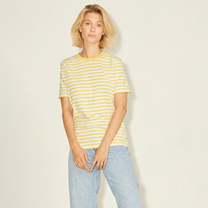 JJXX Anna Ss Reg Every Stripe Kadın Sarı Tişört
