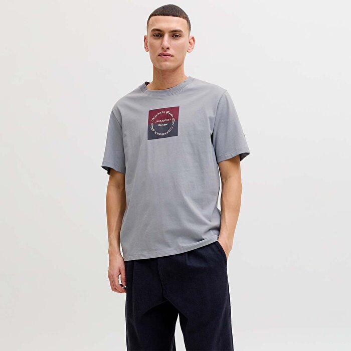 Jack&Jones Catskills Square Branding Erkek Gri Tişört